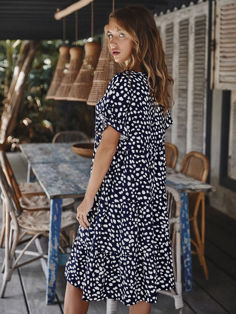 Shiloh Printed Round Neck Tiered Dress- Deal of the Day!