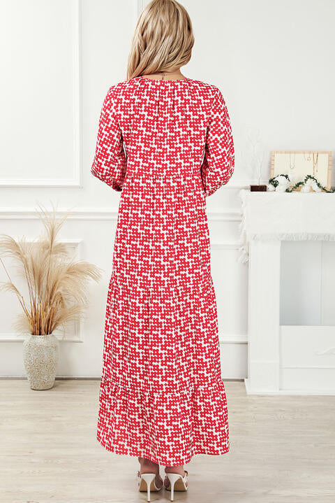 Jolyn Printed Tie Neck Maxi Dress