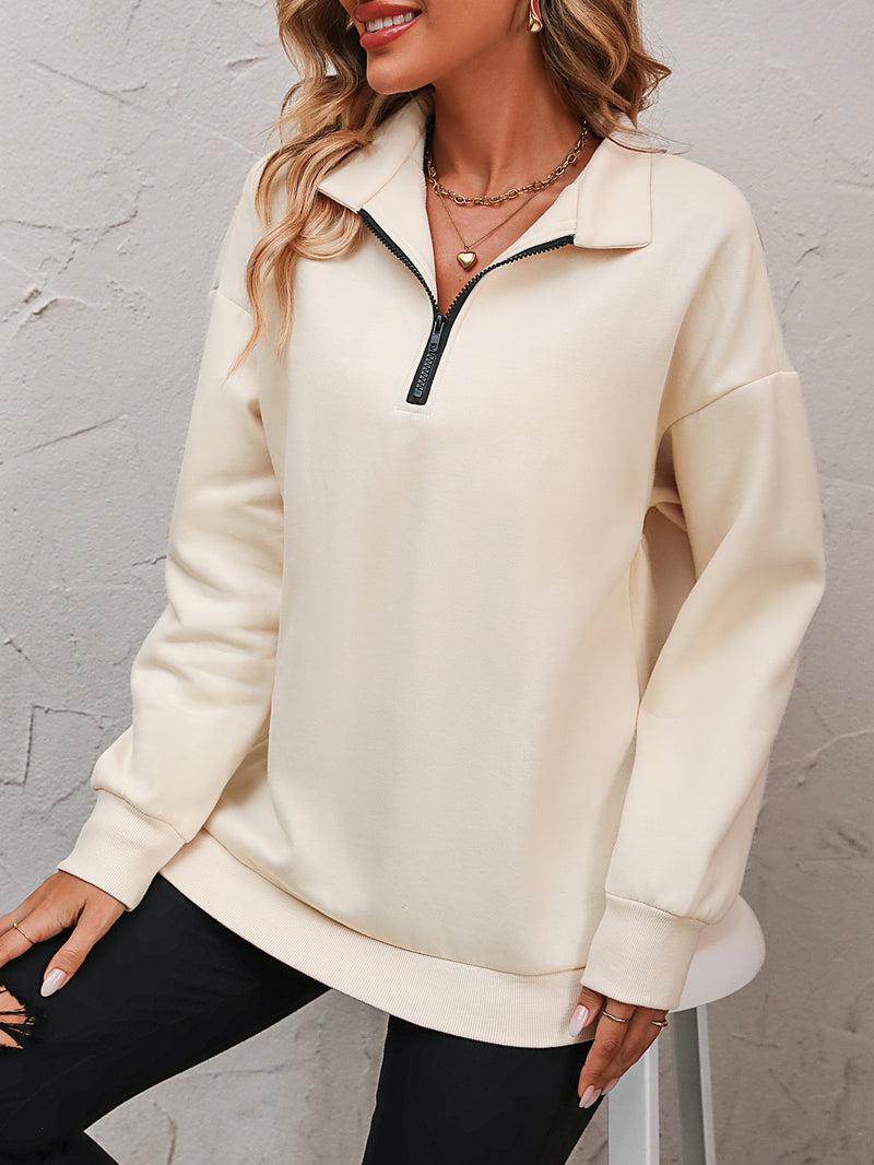 Zanie Zip-Up Dropped Shoulder Sweatshirt - Deal of the day!
