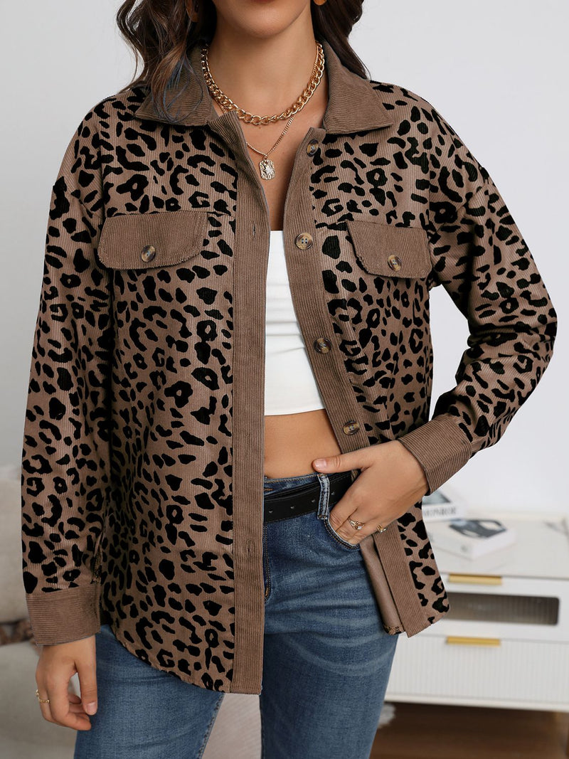 Betty Full Size Leopard Buttoned Jacket