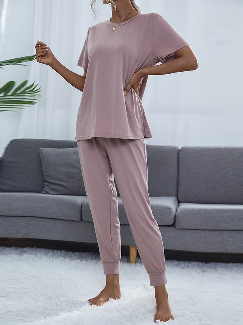 Cohen Round Neck Short Sleeve Top and Pants Set