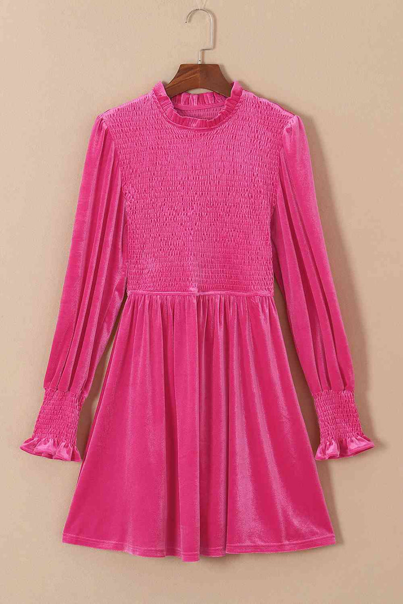 Blakely Smocked Round Neck Long Sleeve Dress