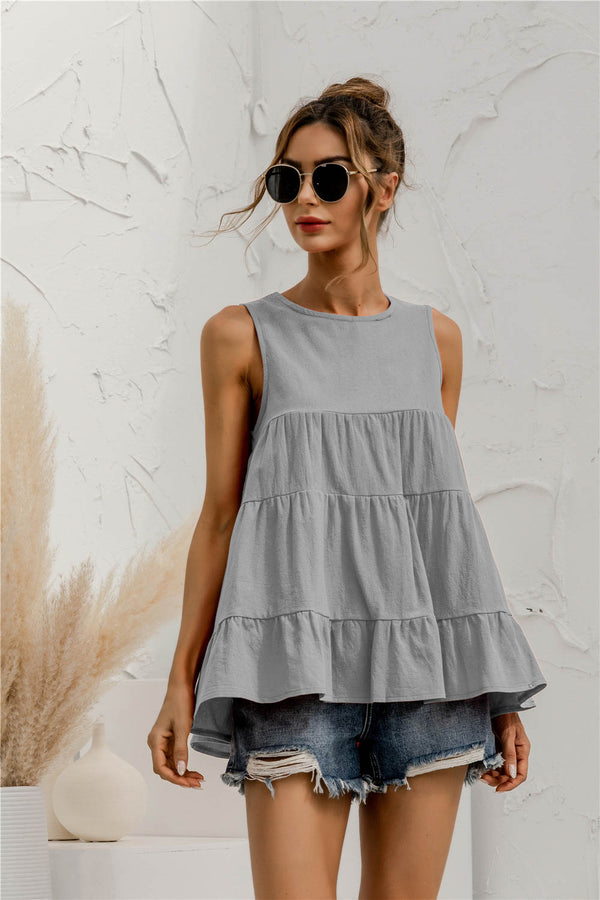 Deal of the Day Mariane Round Neck Tiered Tank