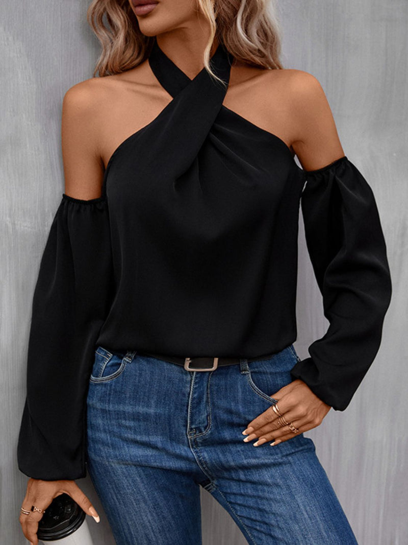 Aerin Grecian Cold Shoulder Long Sleeve Blouse - Deal of the Day!