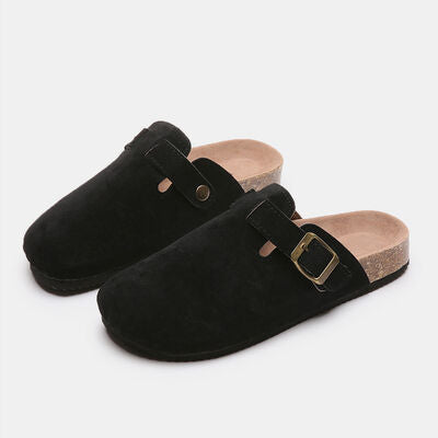 Norah Suede Closed Toe Buckle Slide – Royal + Reese display picture 1