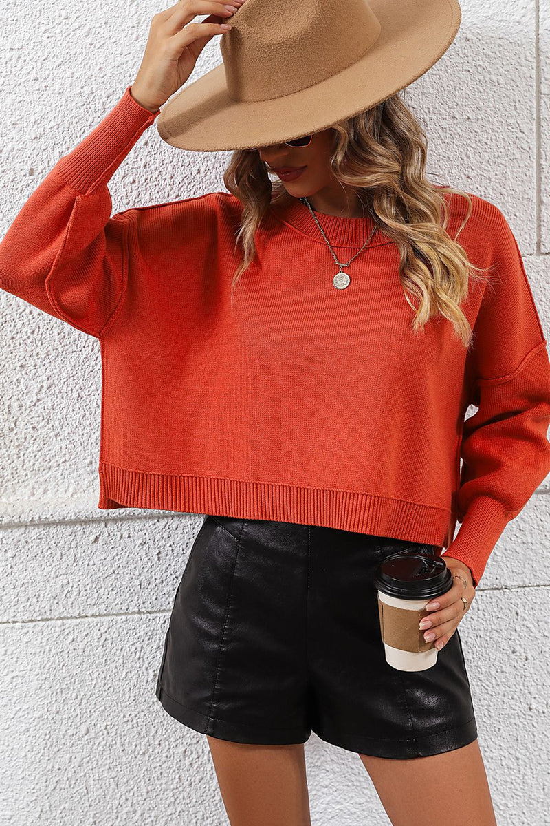 Gwen Round Neck Dropped Shoulder Pullover Sweater