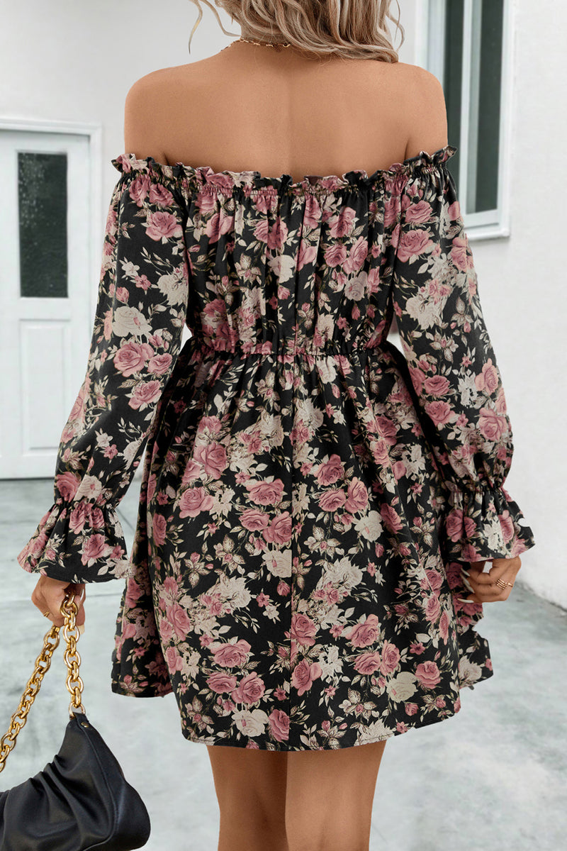 Vicki Floral Off-Shoulder Flounce Sleeve Dress