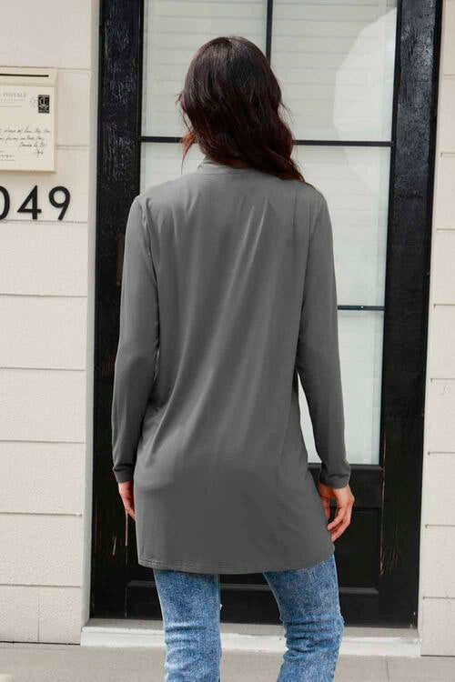 Dru Full Size Open Front Long Sleeve Cardigan with Pockets - Deal of the Day!