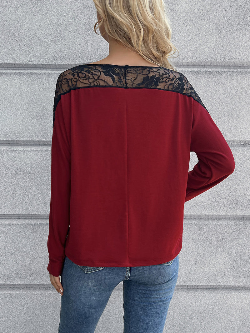 DOOR BUSTER! Finley Lace Long Sleeve Round Neck Tee