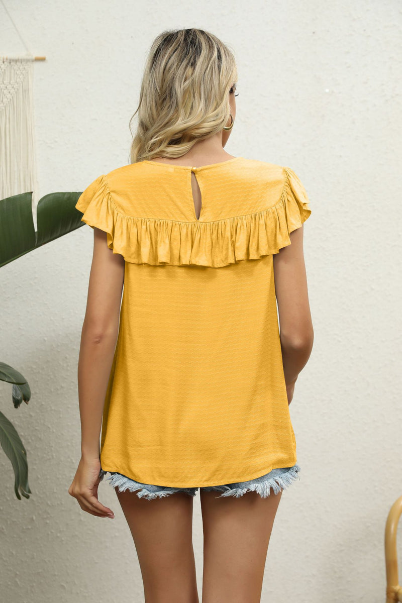 Fleur Spliced Lace Ruffled Blouse Deal of the day