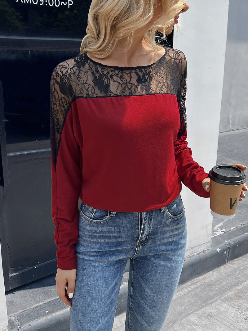 DOOR BUSTER! Finley Lace Long Sleeve Round Neck Tee