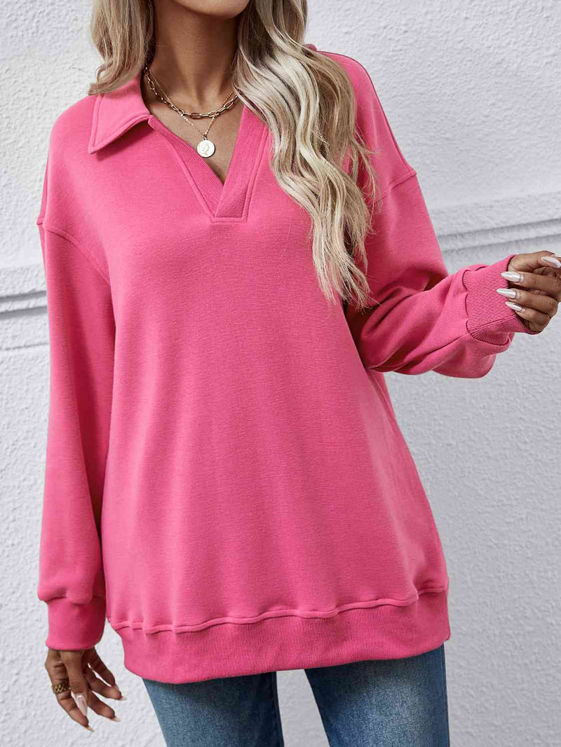 Miriam Collared Neck Dropped Shoulder Sweatshirt -- Deal of the day!