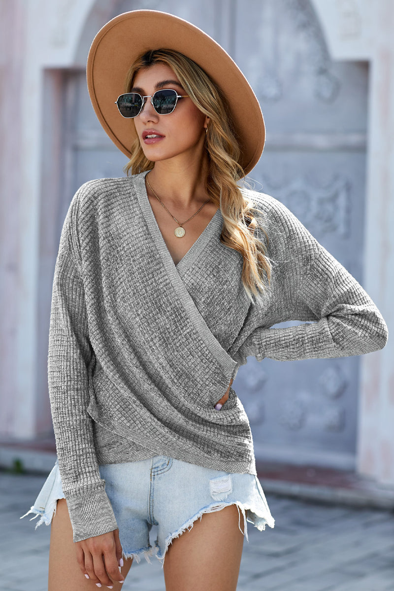 Isabella V Neck Wrap Front Knitted Top - Deal of the day!