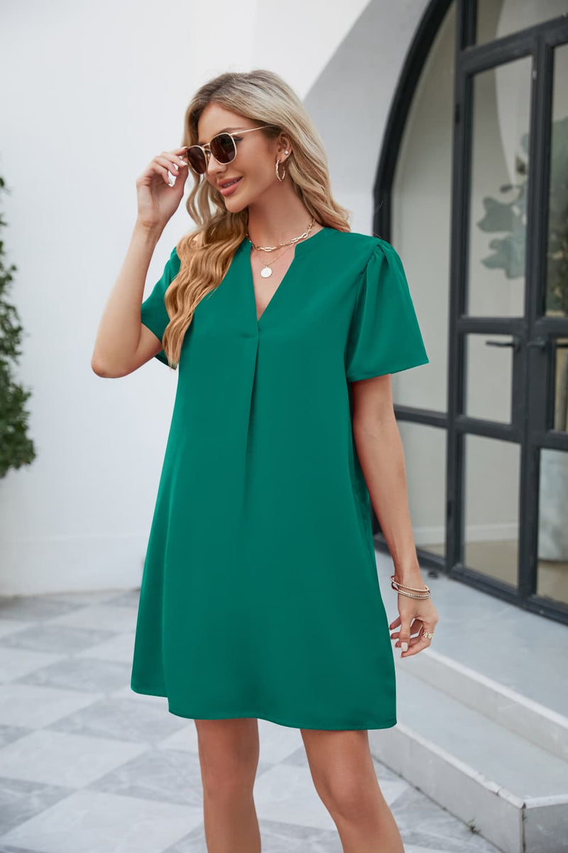 Kira Notched Puff Sleeve Shift Dress - Deal of the Day!