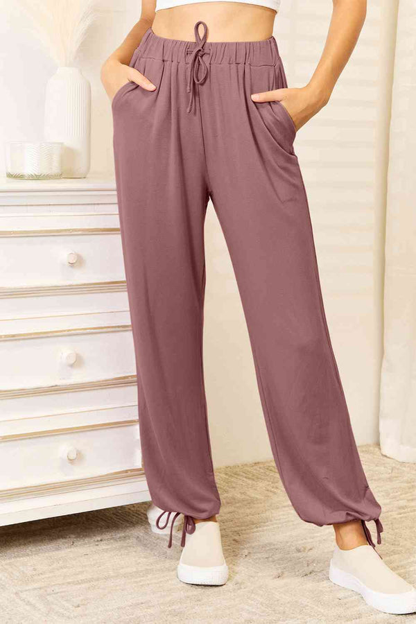 Brenna Full Size Soft Rayon Drawstring Waist Pants with Pockets
