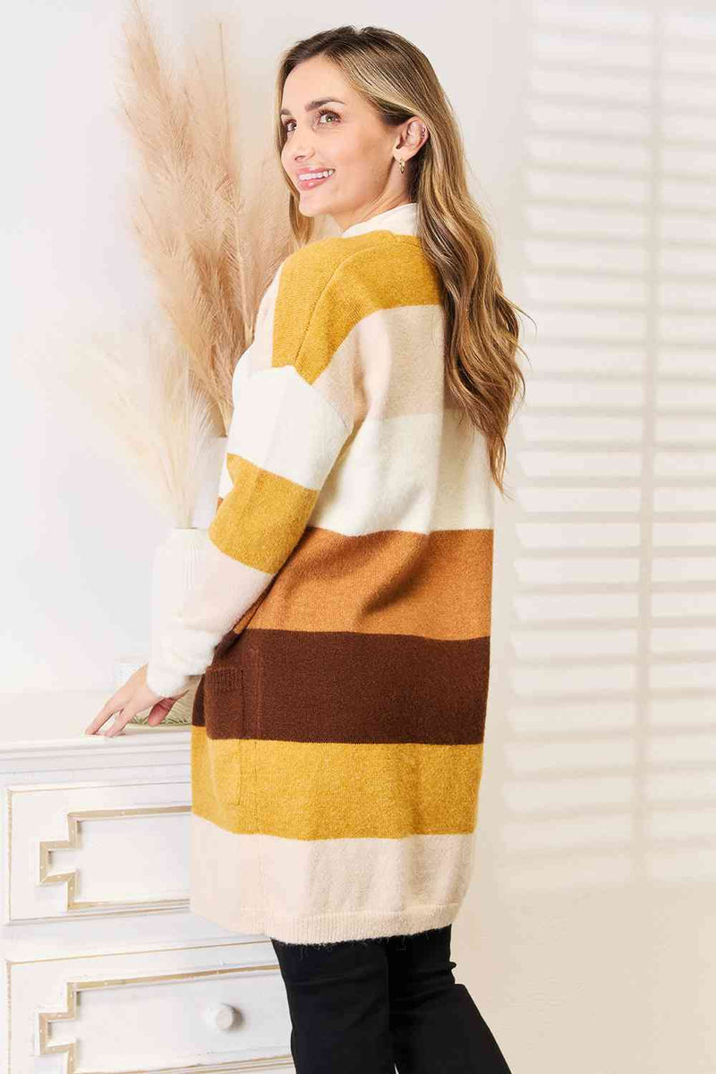Raven Woven Right Color Block Dropped Shoulder Cardigan