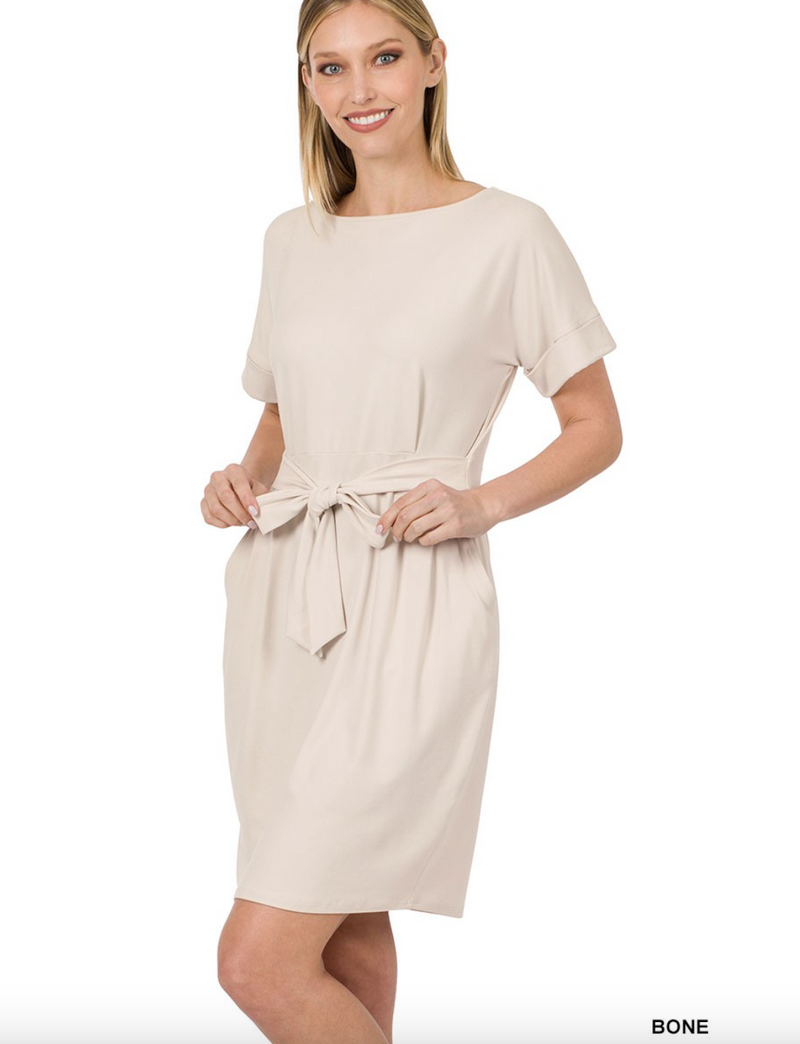 Deal of the Day Jackie BRUSHED DTY TIE-BELT DRESS