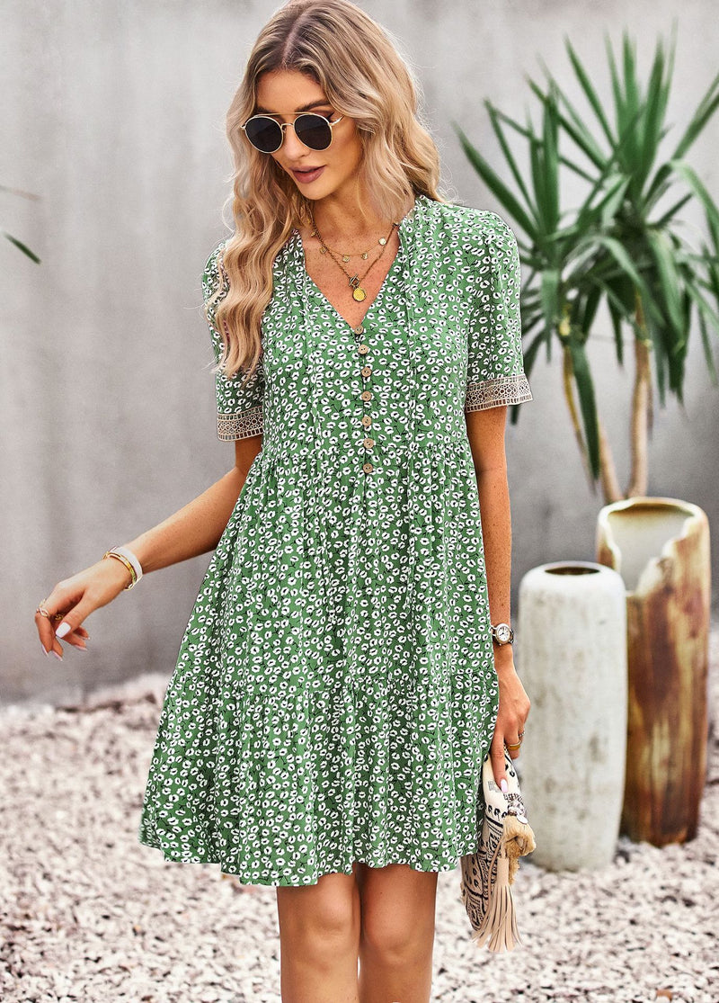 Willow Floral Buttoned Puff Sleeve Dress