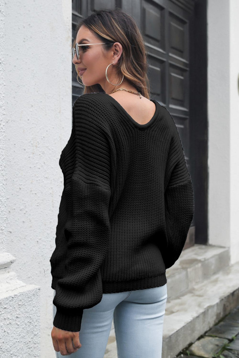 Ava V-Neck Drop Shoulder Sweater
