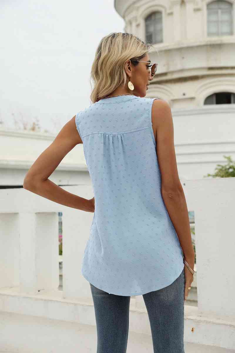 Torrence Swiss Dot Notched Neck Tank