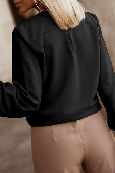 Amora Button Up Round Neck Long Sleeve Shirt