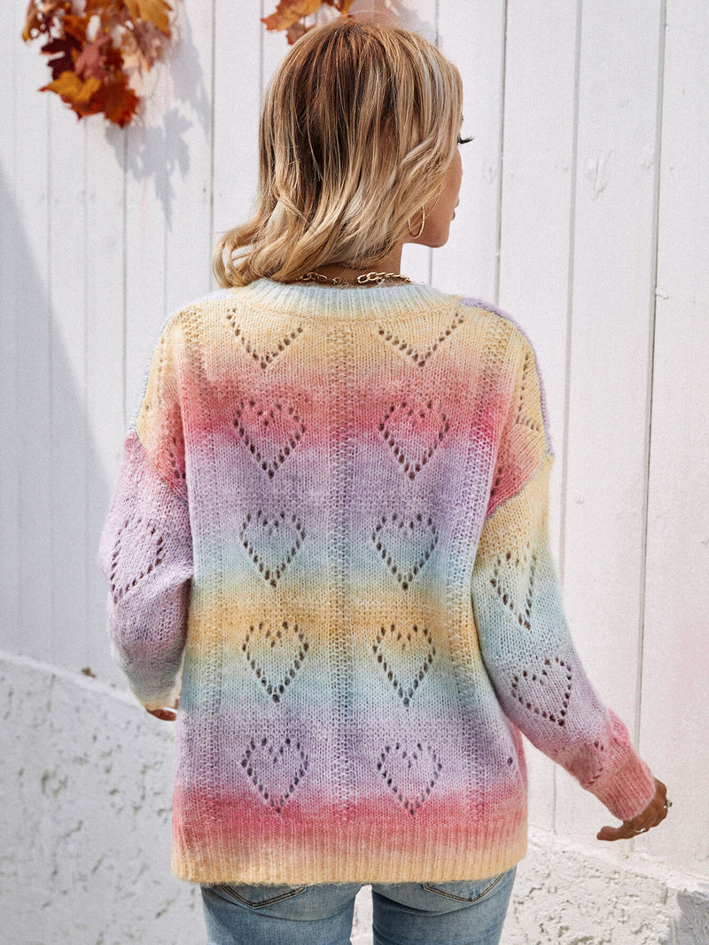 Whitney Tie-Dye V-Neck Drop Shoulder Pullover Sweater