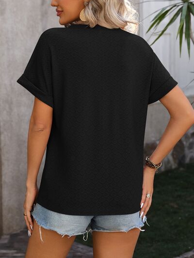 Kendall Eyelet Notched Short Sleeve T-Shirt