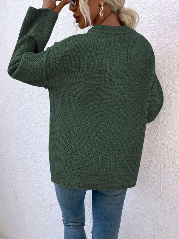Amora Quarter-Button Slit Sweater