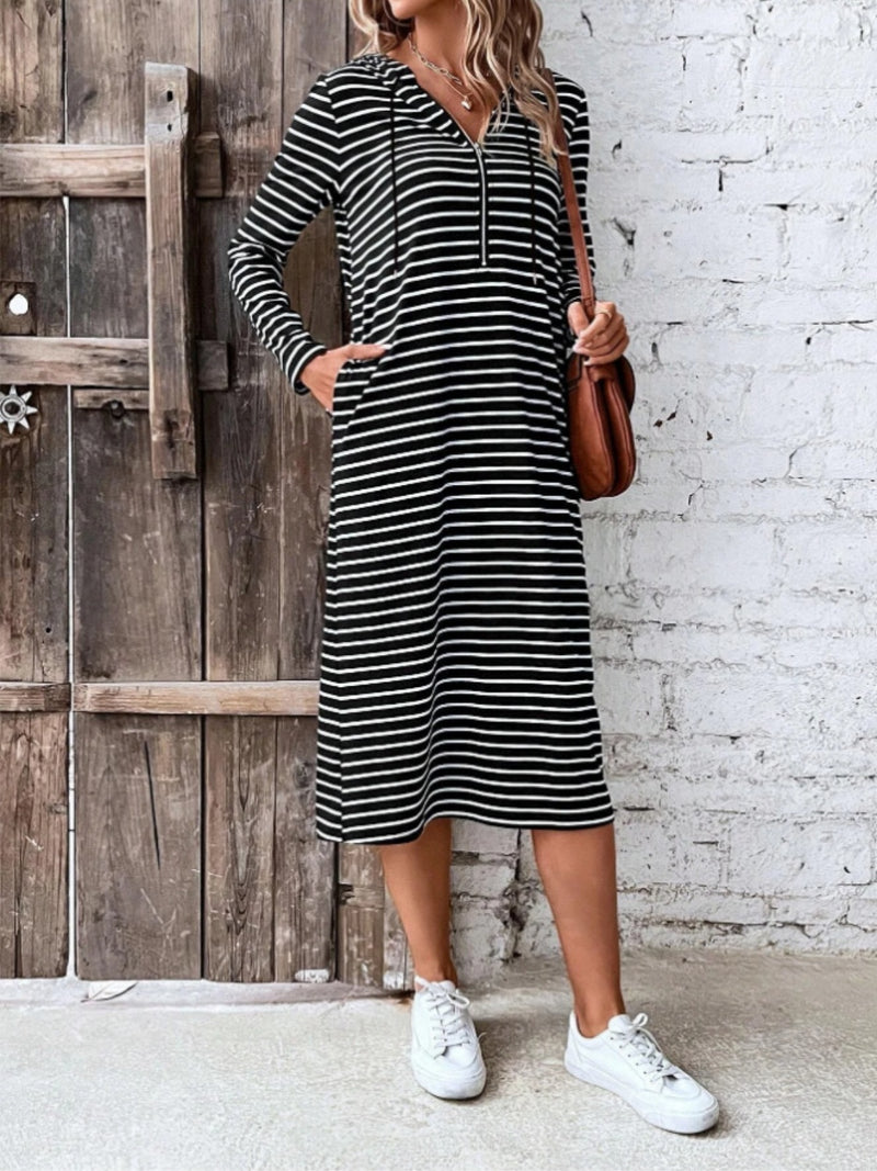 Zadie Striped Zip Front Hooded Dress - Deal of the day!!