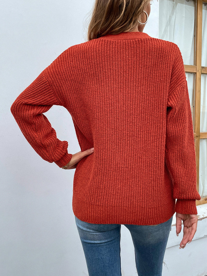 Kristin Cutout V-Neck Rib-Knit Sweater