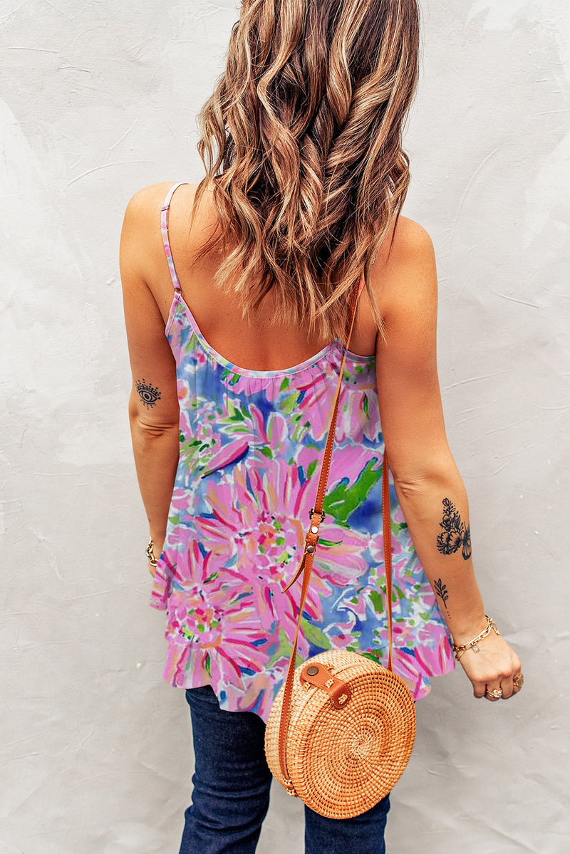 Jax Floral Scoop Neck Ruffle Hem Cami - Deal of the Day!