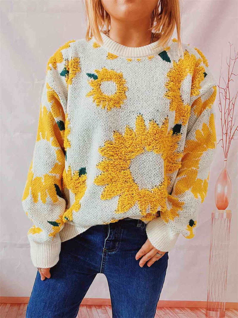 Shannon Sunflower Dropped Shoulder Long Sleeve Sweater