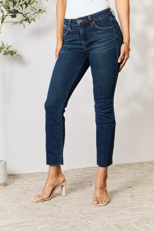 Perry Full Size Raw Hem Straight Jeans