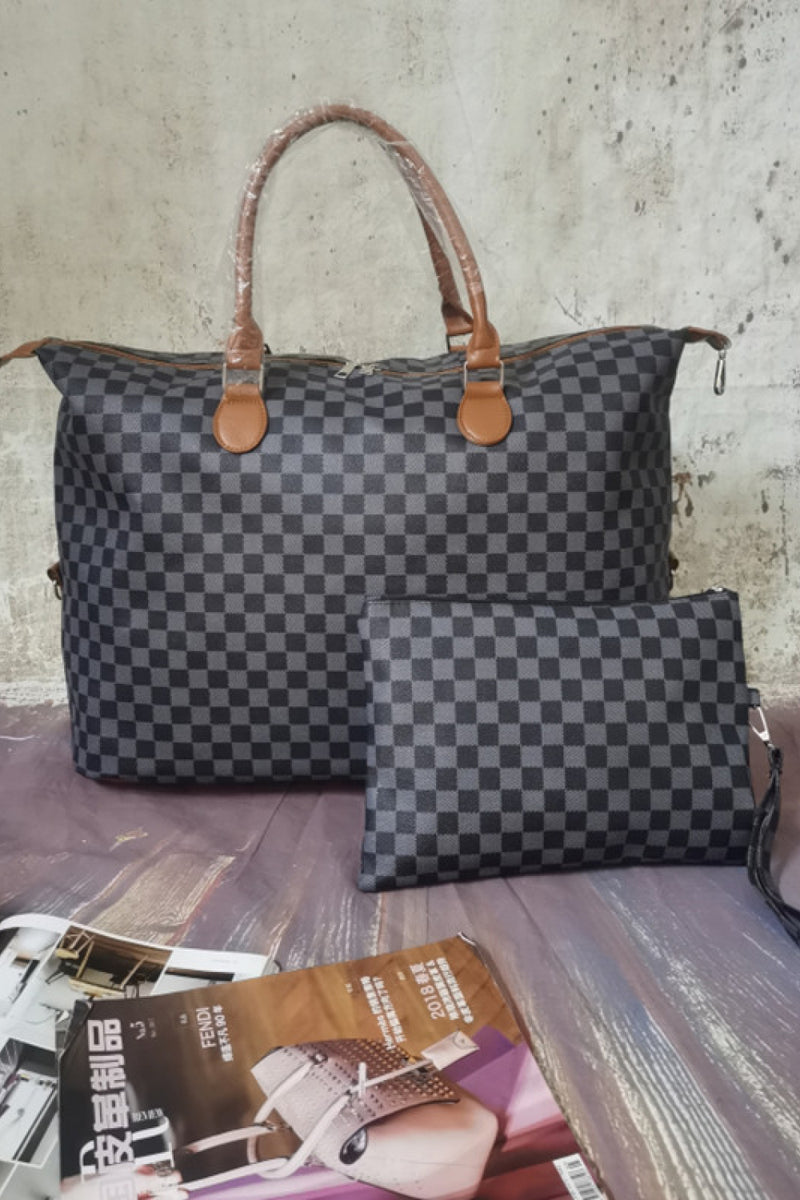 Markie Weekender Checkered Two-Piece Bag Set