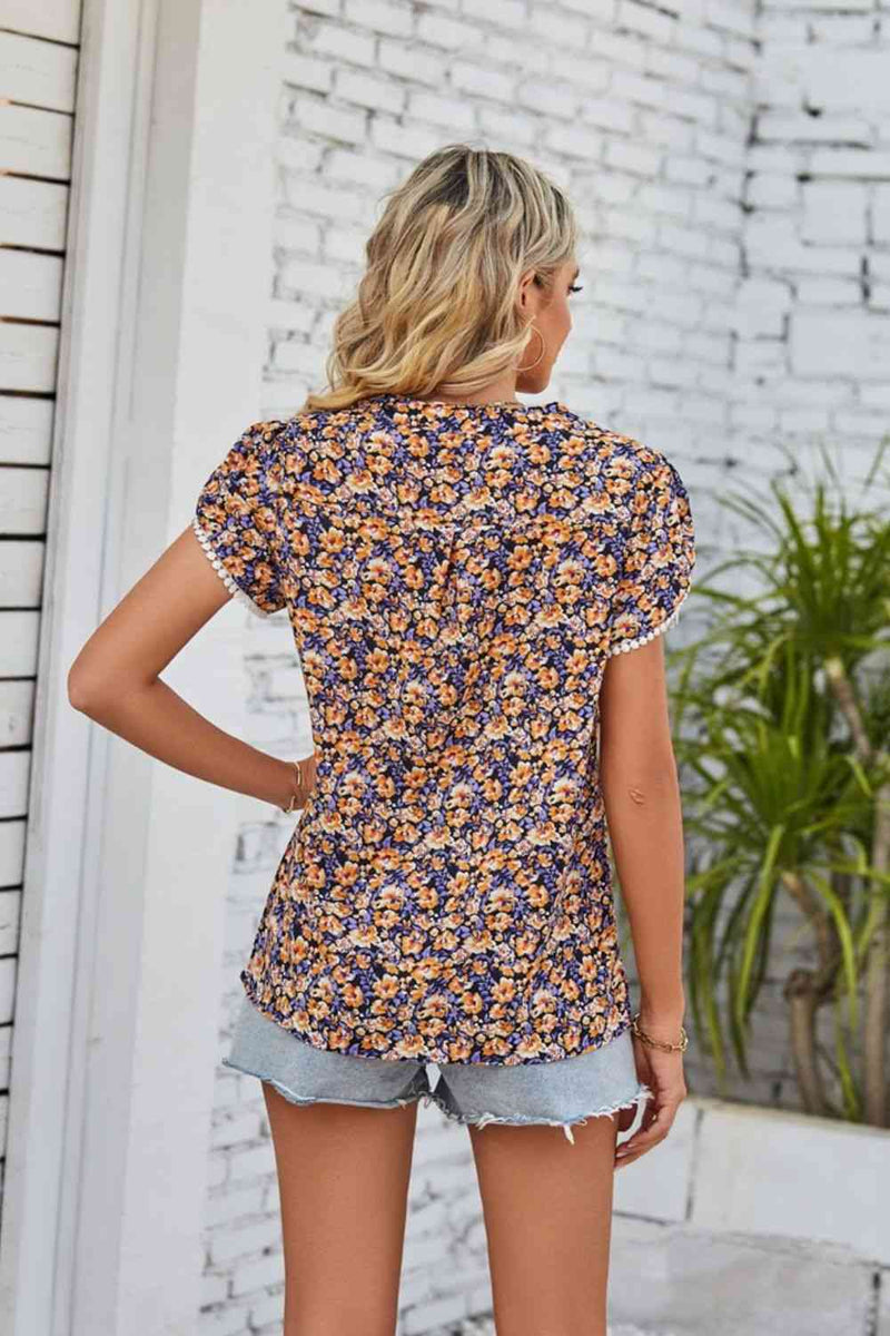 Fiona Floral Notched Neck Blouse