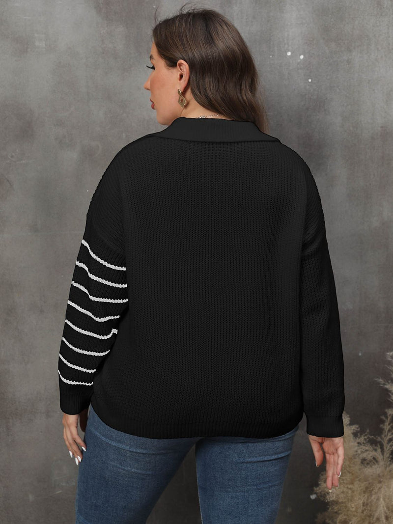 Lori Plus Size Striped V-Neck Sweater