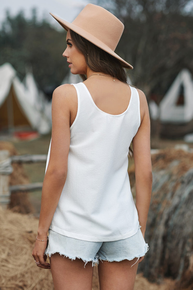 Lauren Button Textured Cotton Tank Top - Deal of the Day!
