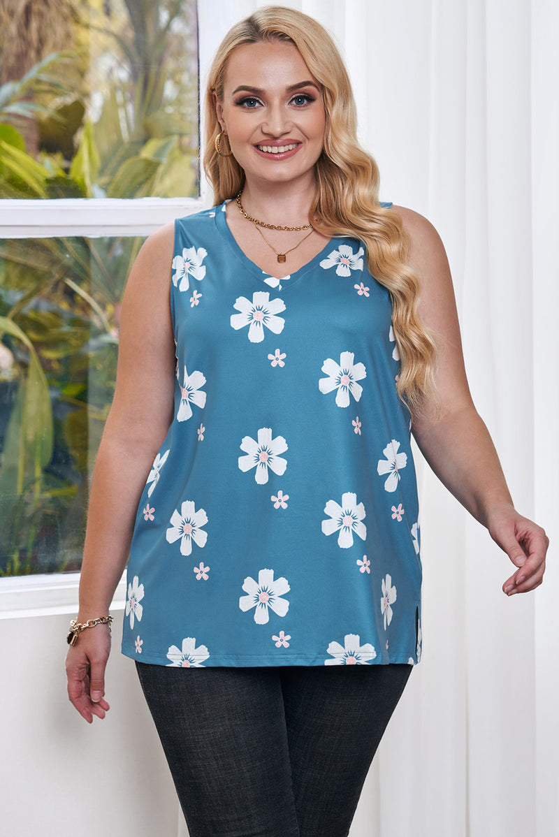 Keely Plus Size Printed V-Neck Tank