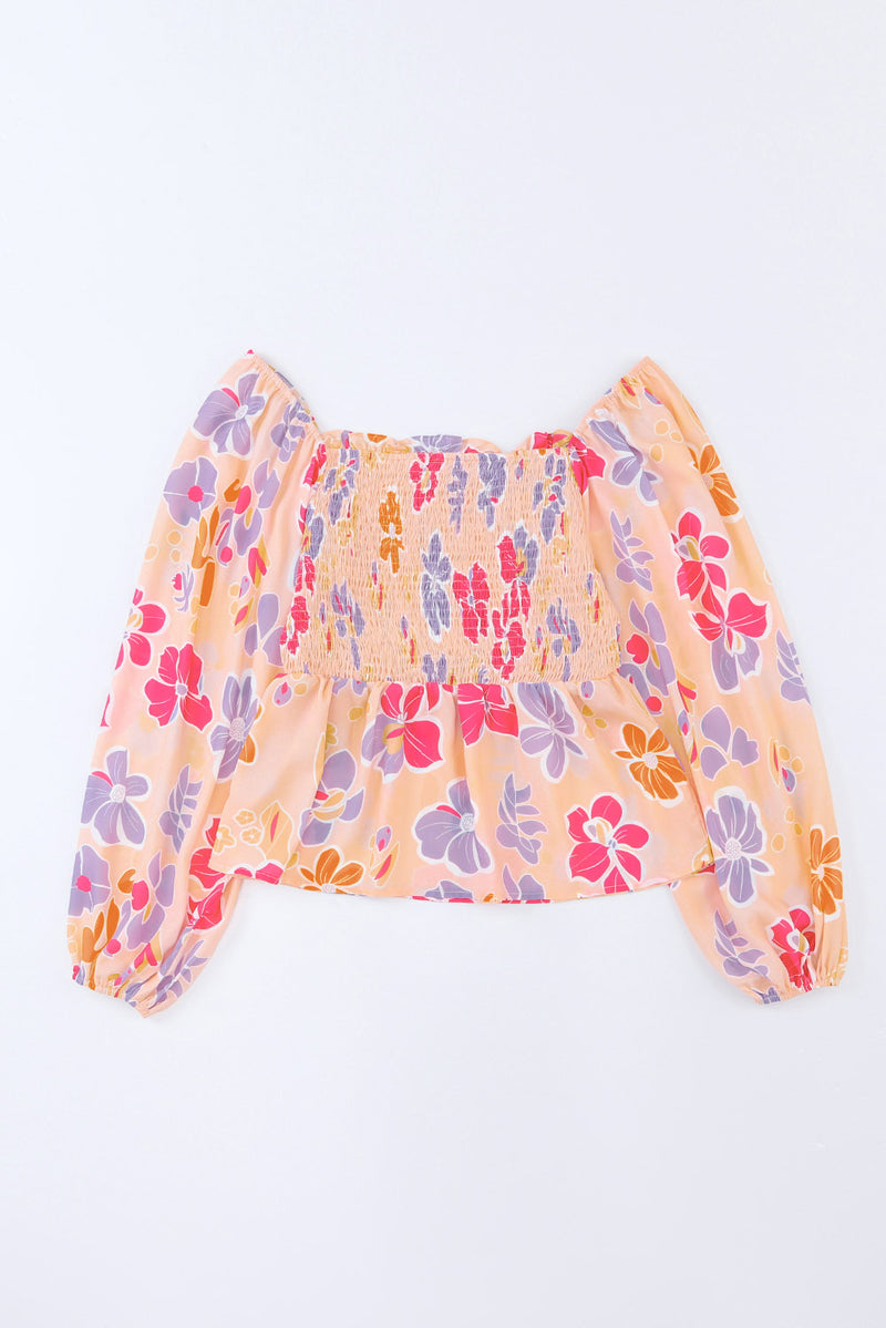 Bailey Floral Square Neck Smocked Blouse