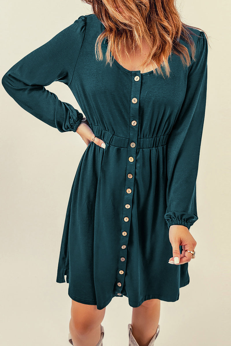 Sophia Button Down Long Sleeve Dress with Pockets