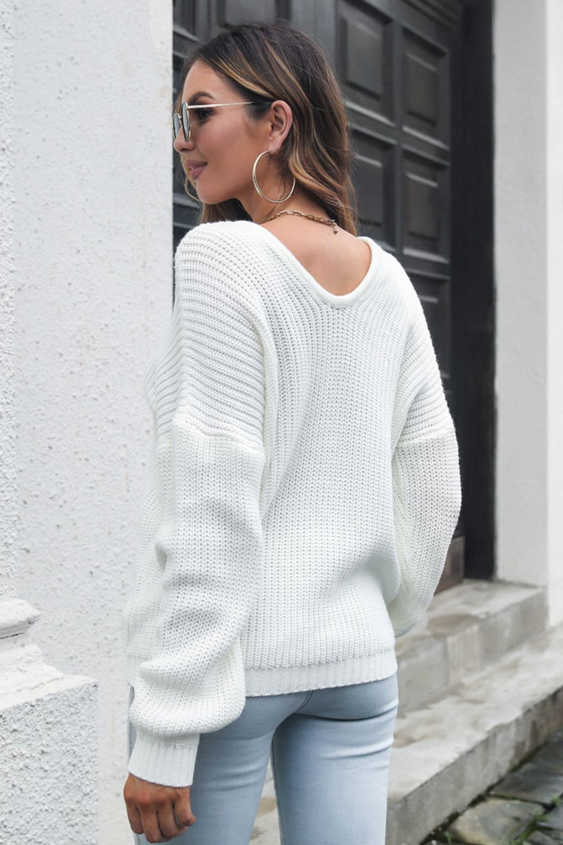 Ava V-Neck Drop Shoulder Sweater