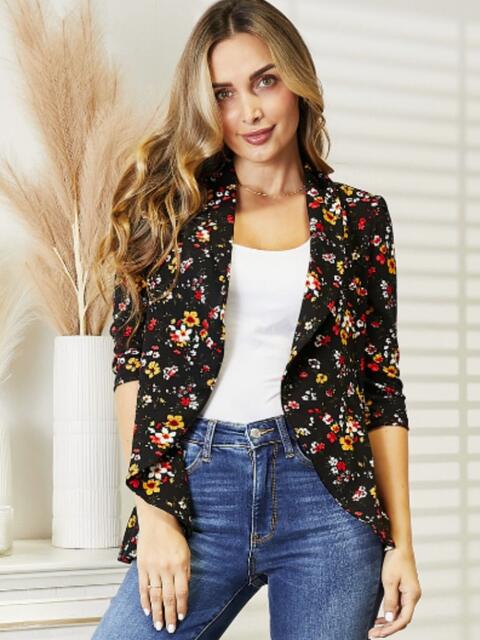 Heidi Full Size Floral Print Collared Neck Jacket - deal of the day!