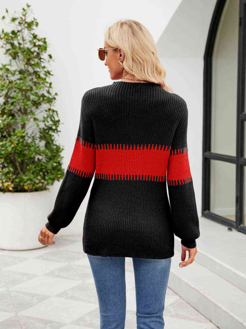 Ainsley Contrast Round Neck Sweater