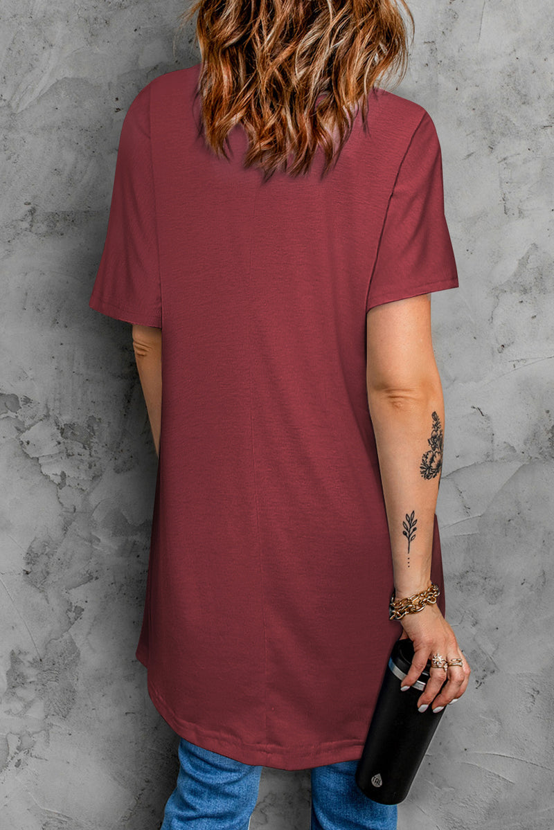 Iva Round Neck Short Sleeve Tunic Tee - Deal of the Day!