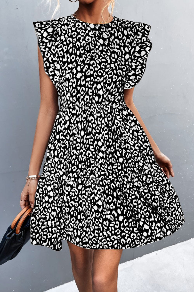 Lolly Leopard Round Neck Mini Dress - Deal of the day!