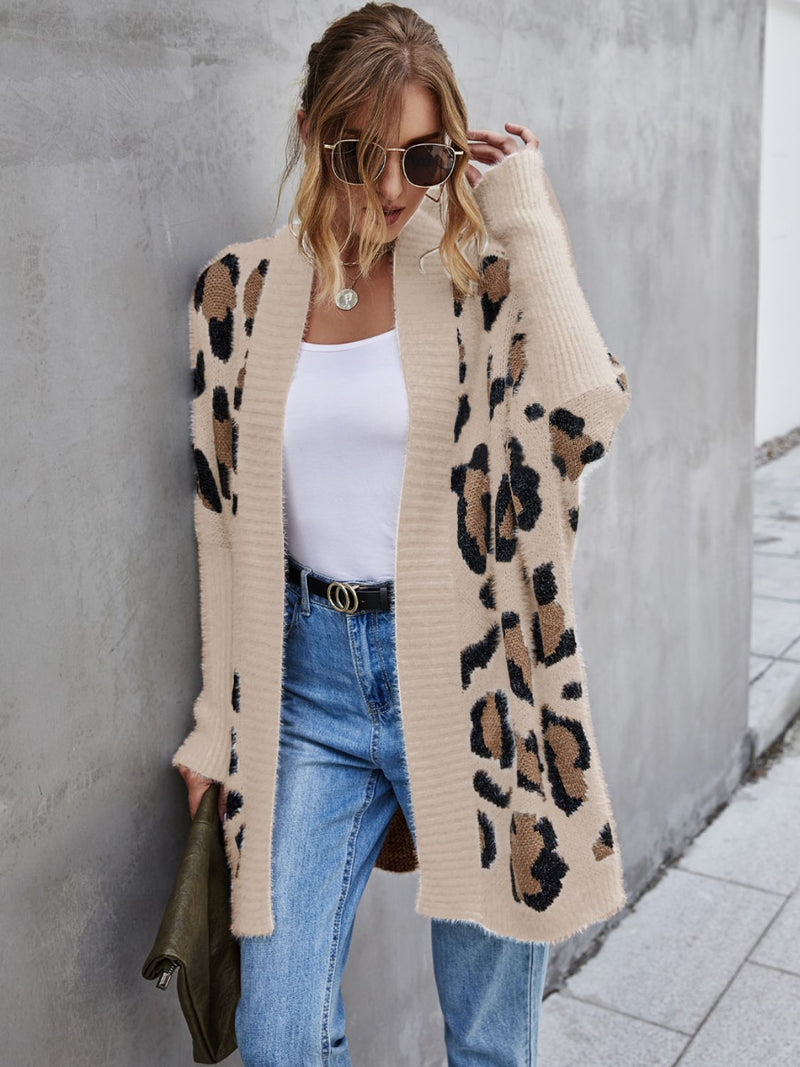 Nina Leopard Pattern Fuzzy Cardigan