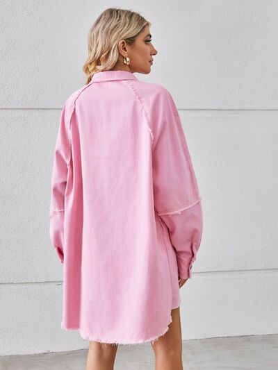 Ellie Raw Hem Button Up Denim Dress