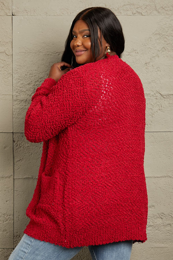 Blakely Full Size Open Front Popcorn Cardigan