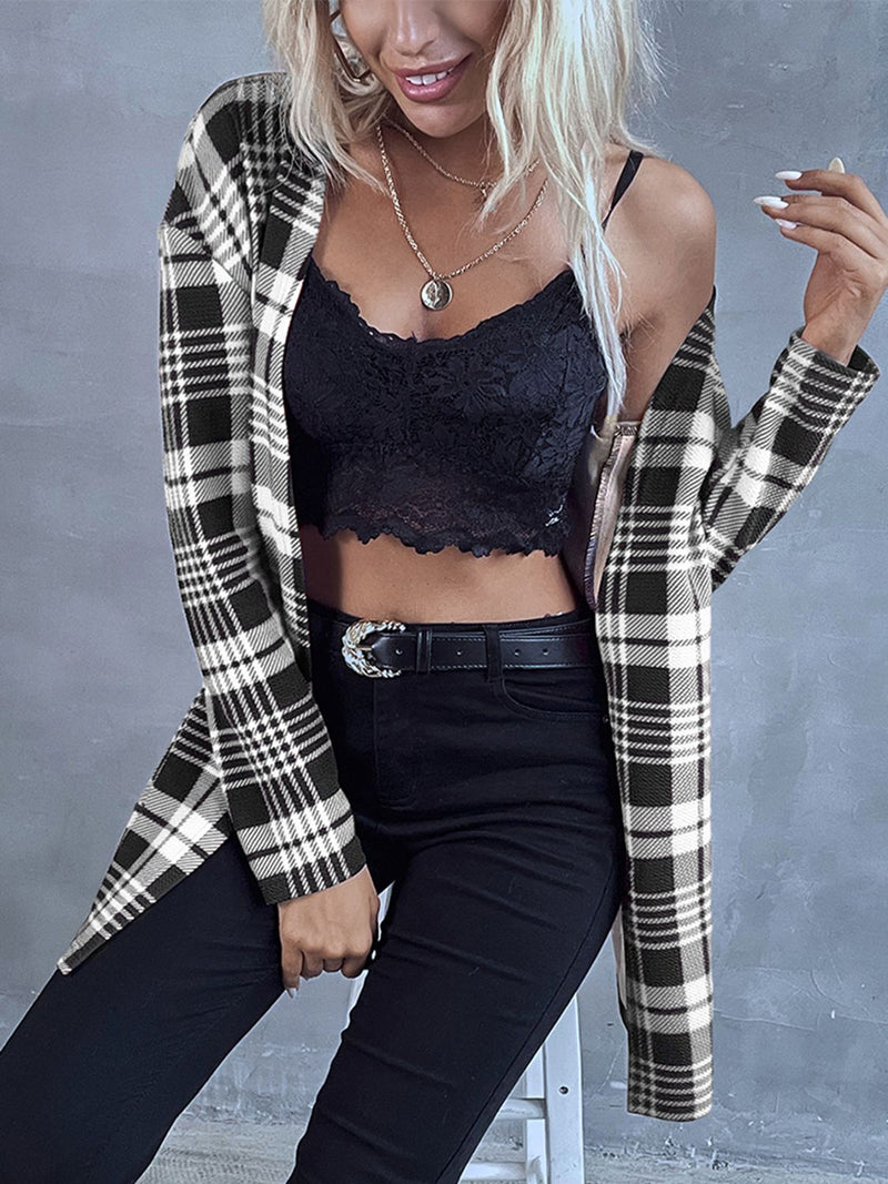 Chrissy Plaid Open Front Longline Jacket -- Deal of the day!