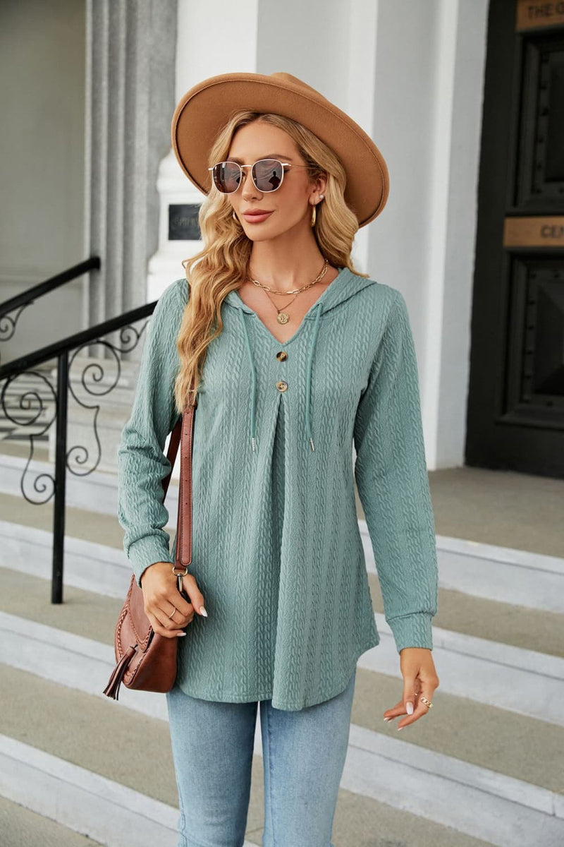 Amelia Long Sleeve Hooded Blouse- Deal of the Day!